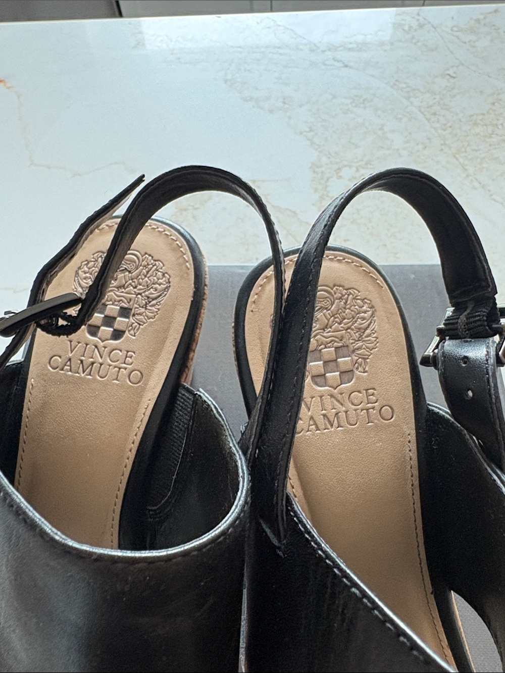Vince Camuto Black Cork Platform Wedge Sandals 3” heel 1/2” platform - Picture 8 of 8